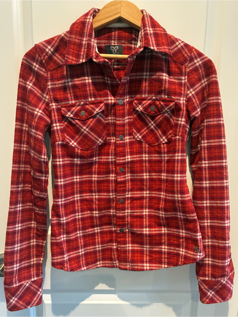 Aritzia TNA Red Plaid Button-Down Shirt